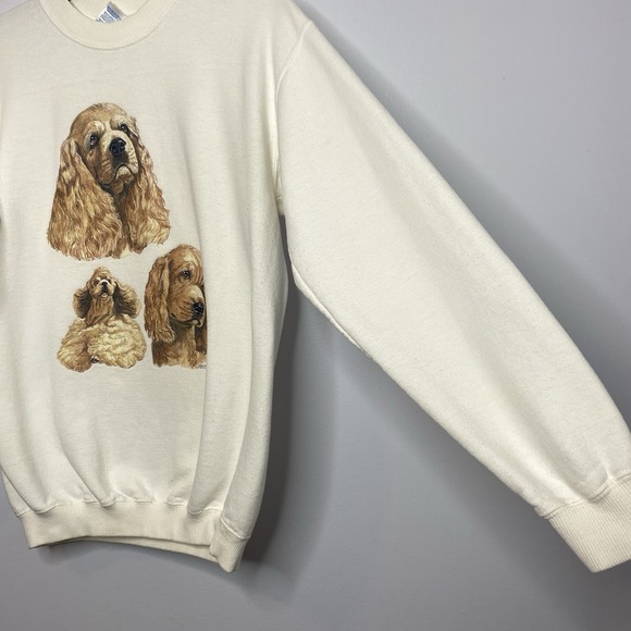 Vintage Gildan Sweatshirt‎ White Three Puppies Size M - Picture 3 of 11